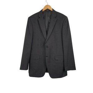City Jones NY Mens Jet Black Pinstripe Blazer Suit Size 42L Tall Long 8907